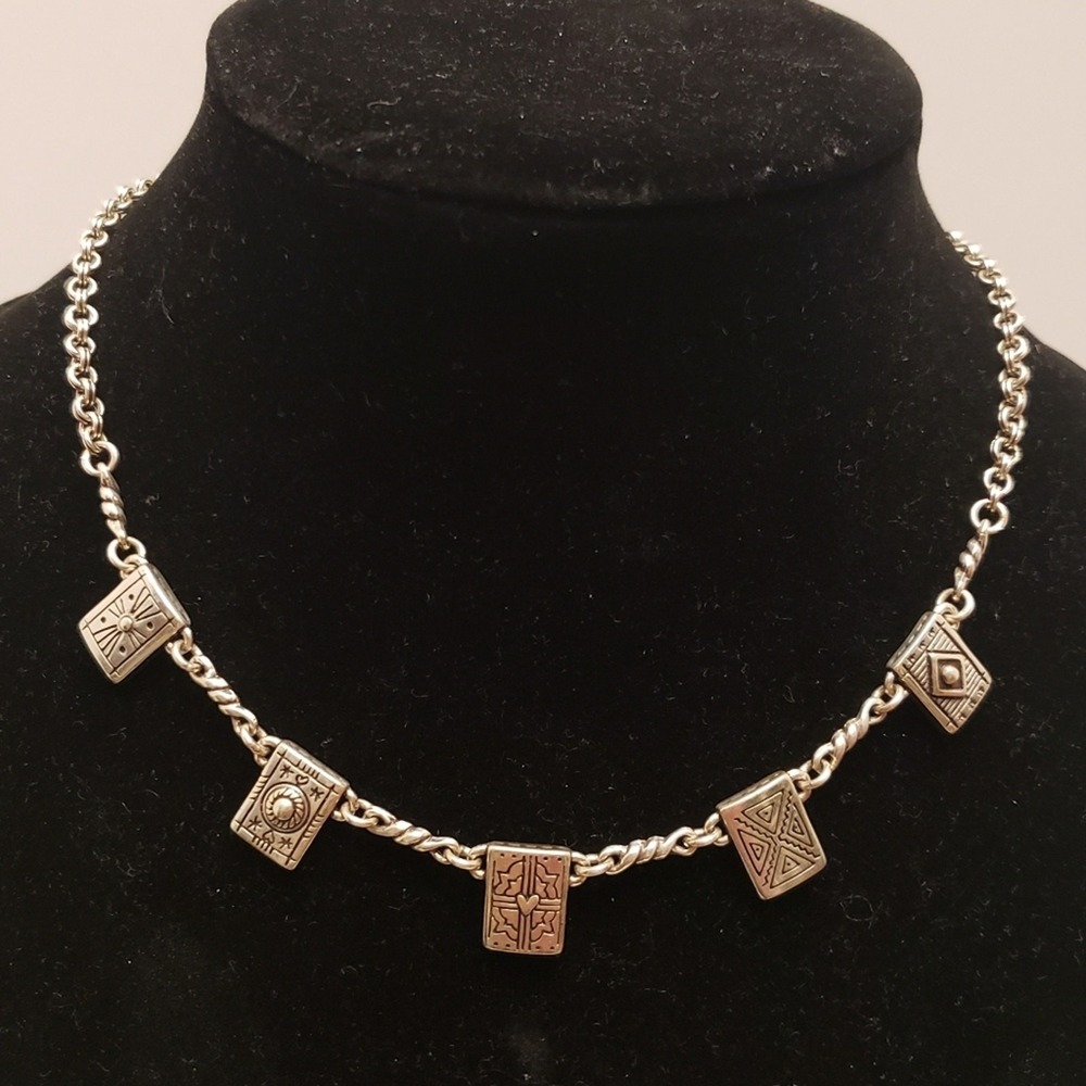 BRIGHTON VINTAGE scrolled shield charm collar‎ necklace